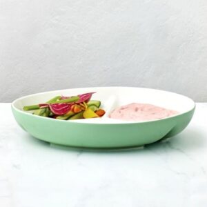 Ceramic Chip and Dip Snack serving Plate 3 Divider 31.5Cm