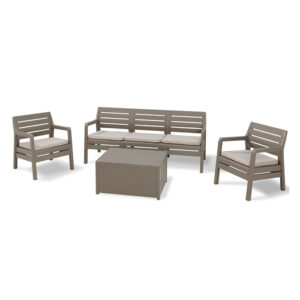 Allibert Delano 3 Seater Lounge Set Furniture (Cappuccino)