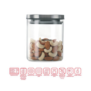 Borosil Classic Jar With Steel Lid 600Ml