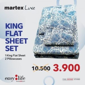 Martex Luxe King Flat Bedsheet Set Design Blue