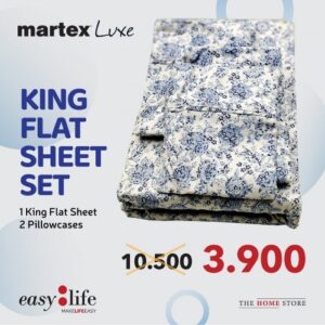 Martex Luxe King Flat Bedsheet Set Blue Floral